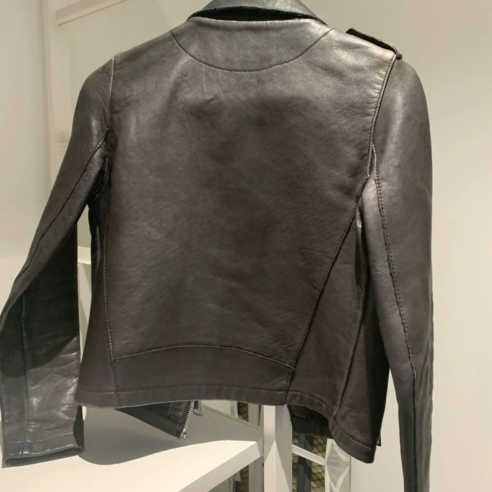 Maje Black Lamb Leather Biker Jacket Small Sz 36 - Picture 7 of 10